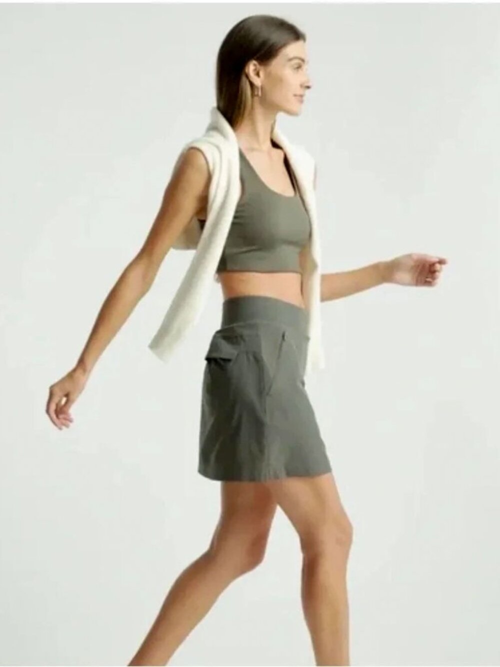 Athleta Soho Skort Mountain Olive Green Packable Travel Hiking Skirt Size 8 - Picture 2 of 14